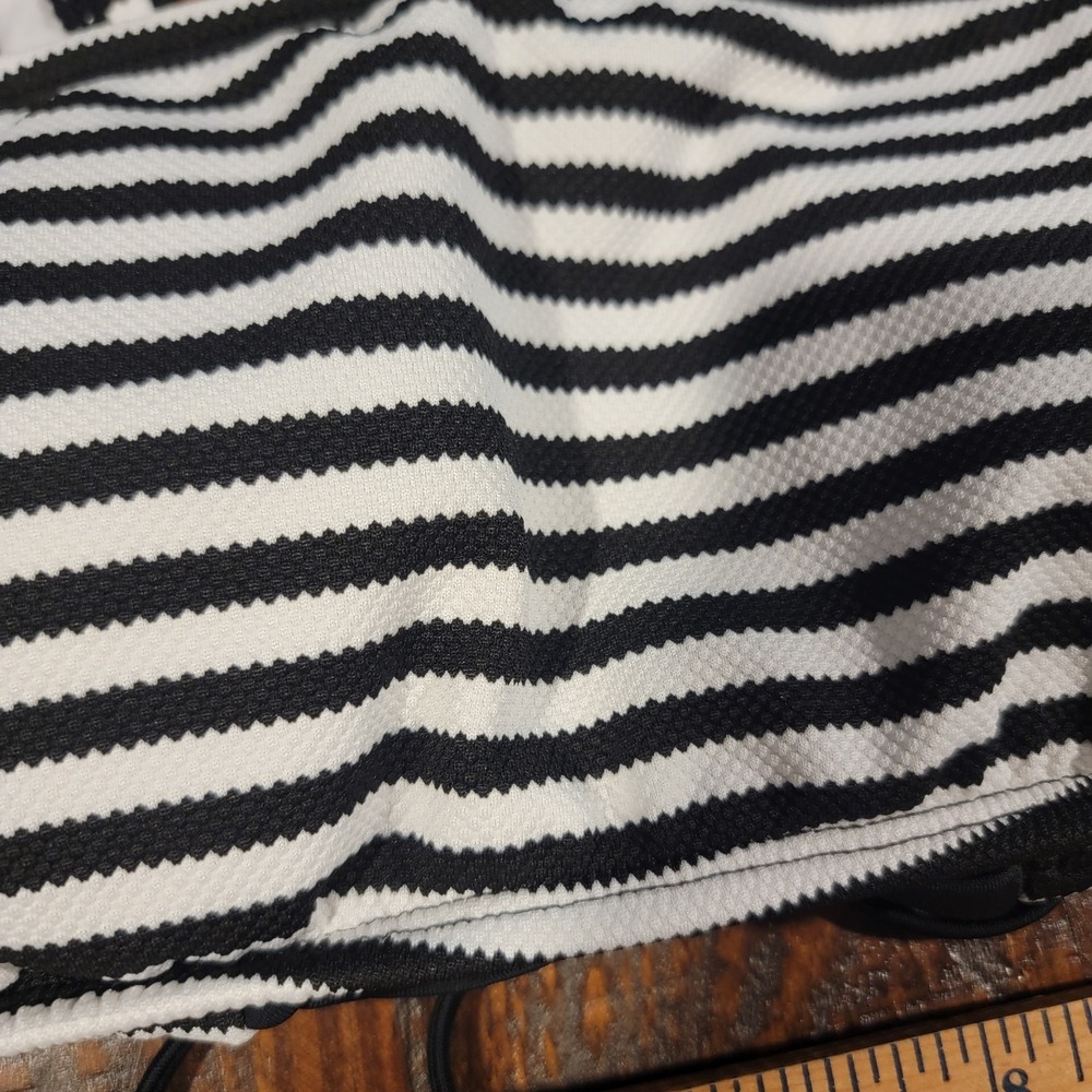 Black/White Striped Bikini Swim Top Squareneck Adjustable Womens Medium Textured - Picture 3 of 4